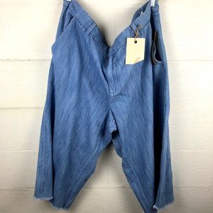 Rachel Roy Women's Curvy Collection Light Wash Amelia Wide Leg Denim Cop Pant Tr